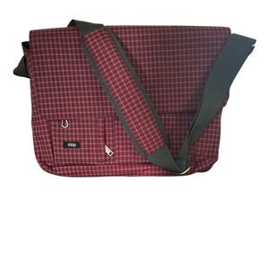 Stylish burgundy  Checkered computer bag.